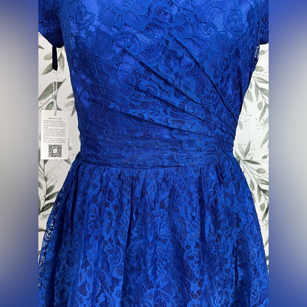 Beautiful Cocktail Lace Mother of The Bride Dress Vintage Style Blue Formal #B - Picture 4 of 14